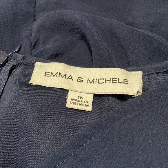 Size 16 Emma & Michele Navy Blue Dress w/ Ruffled Sides and Flowy Short-Sleeves - Picture 8 of 8